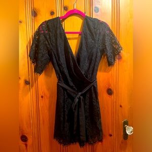 NWT Francesca’s black lace romper
